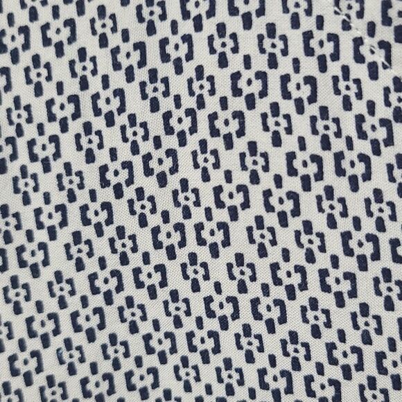 Liz Claiborne Blue Flutter Sleeve Border Print Lace Up Blouse Medium Tunic Top - Picture 4 of 8